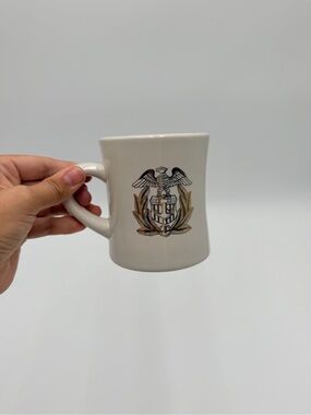 Vtg US NAVY Restaurantware MUG Diner Cup Military Seal Mil-Art White Cream Heavy